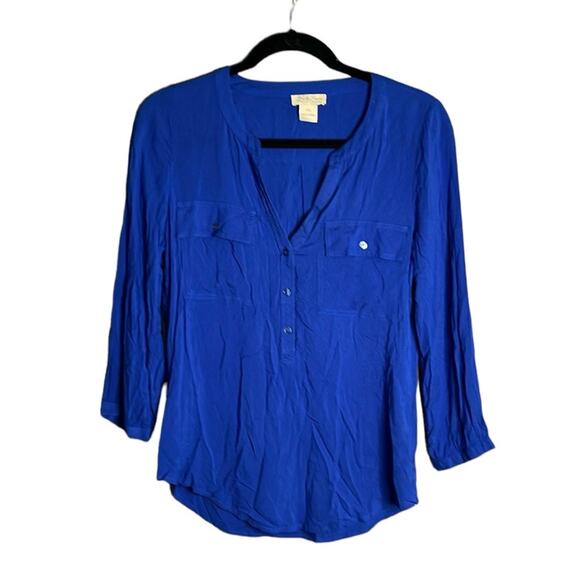 Lucky Brand Blue Pin Dot Tunic Blouse Size XS - Picture 1 of 7